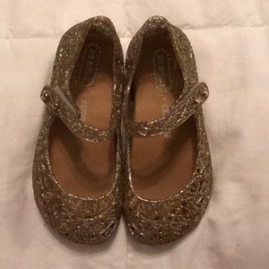 Mini Melissa Campana Mix Gold Glitter Shoe. Size 8